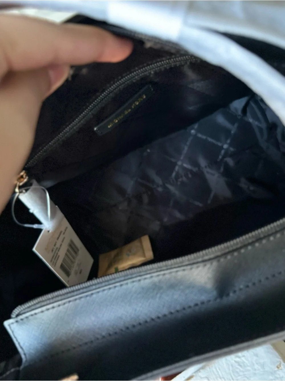 Michael Kors Black Saffiano Shoulder Tote with Gold Logo